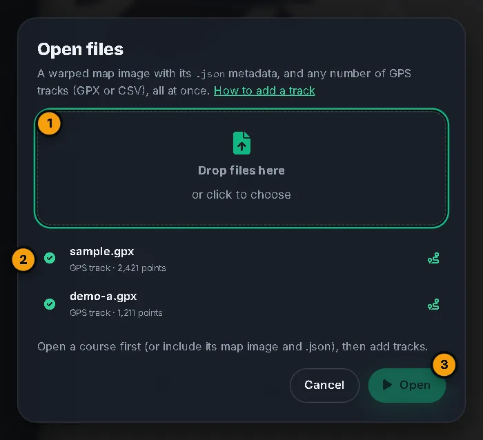The Open files dialog