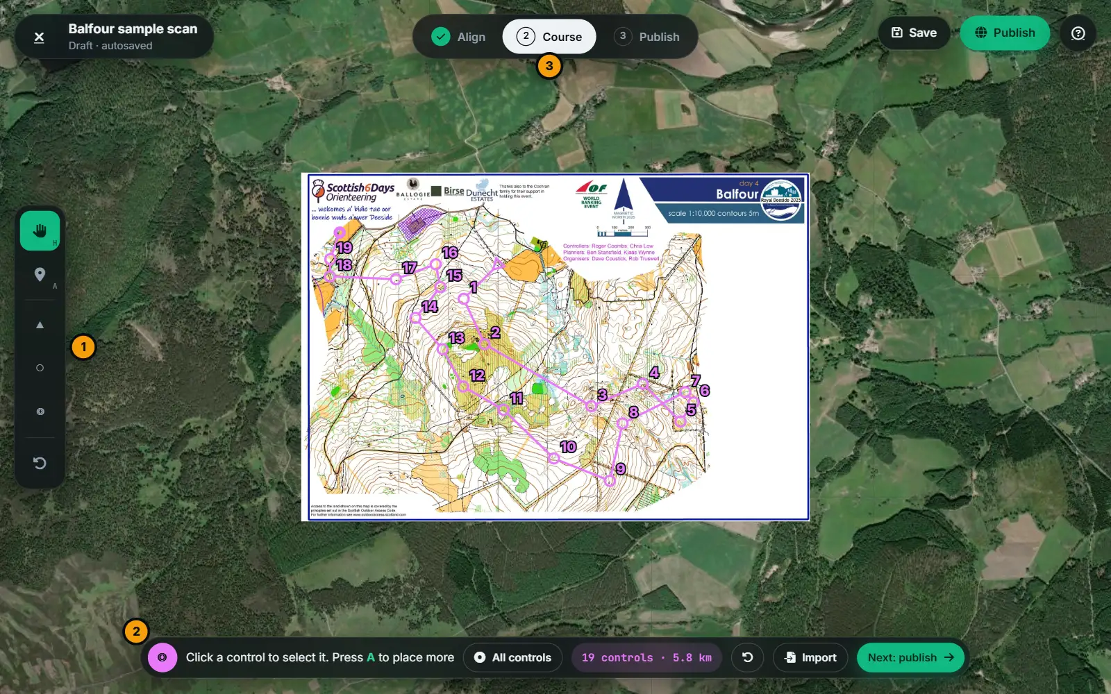 Placing the course