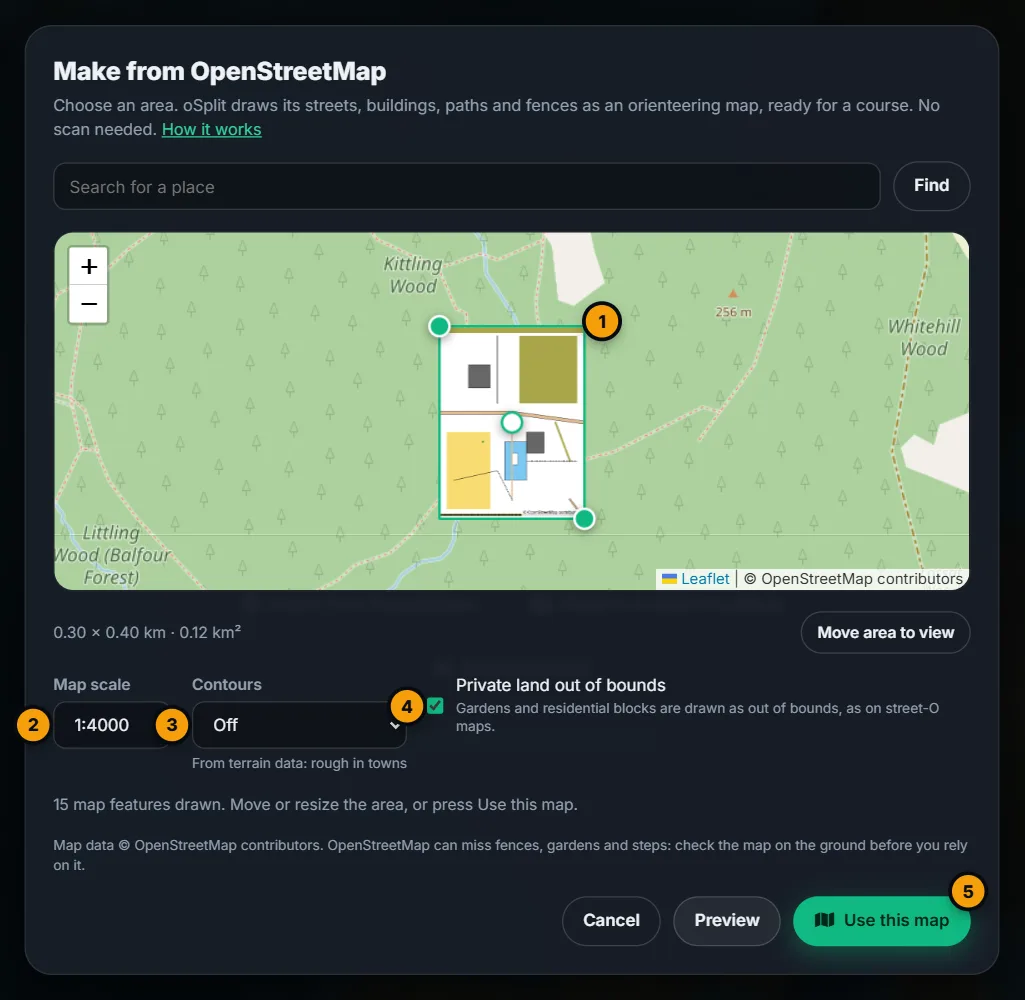 Choosing an area