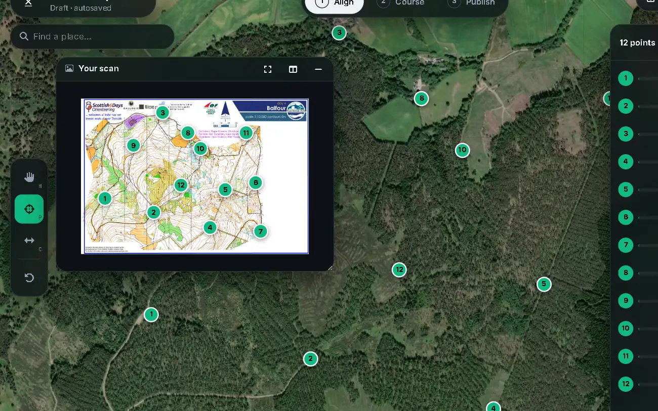 The Studio, with a scanned map matched to satellite imagery