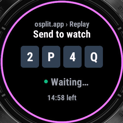 The watch showing the pairing code